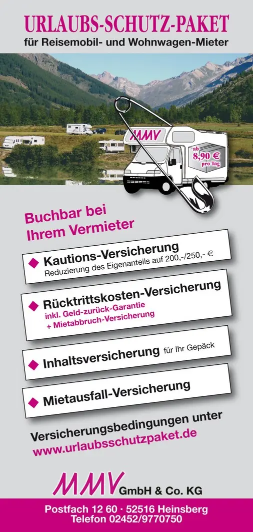 Urlaub-Schutz-Paket Kautionsversicherung Wohnwagen und Wohnmobil Vermietung